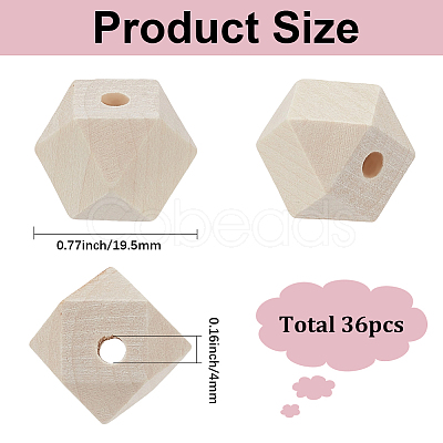 36Pcs Wood Beads WOOD-SP0001-51A-1