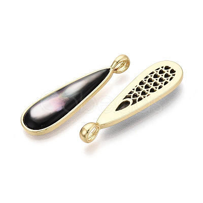 Natural Black Lip Shell Pendants KK-T073-65C-1