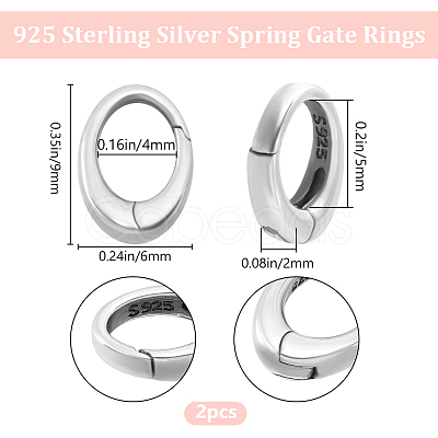 Beebeecraft 2Pcs 925 Sterling Silver Spring Gate Rings STER-BBC0006-74B-1