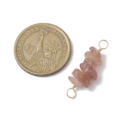 10Pcs 5 Styles Constellation Natural Citrine & Black Tourmaline & Aquamarine & Strawberry Quartz & Rose Quartz Copper Wire Wrapped Chip Beaded Connector Charms PALLOY-JF02905-01-1