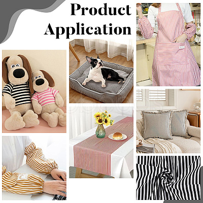 Cotton Fabric with Strip Pattern DIY-PH0037-96A-1