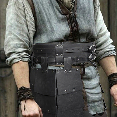 Medieval PU Imitation Leather Thigh Waist Armor AJEW-WH20054-091A-1