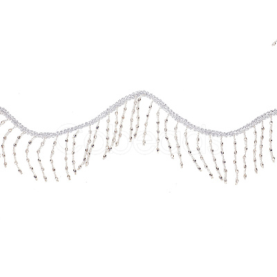 2 Yards Polyester with Plastic Beads Tassel Ribbons OCOR-DR0001-01-1
