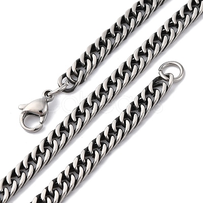 4.5MM 201 Stainless Steel Cuban Link Chain Necklaces NJEW-Q013-14C-1