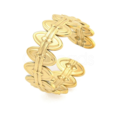 304 Stainless Steel Oval Open Cuff Ring for Women LS-RJEW-S406-01G-03-1