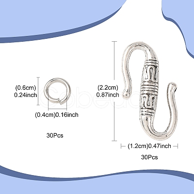 Tibetan Style Alloy S-Hook Clasps FIND-FS0005-25AS-1