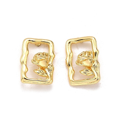 Brass Stud Earrings EJEW-G432-01G-1