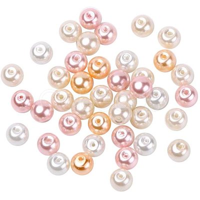 Barely Pink Mix Pearlized Glass Pearl Beads HY-PH0006-8mm-01-1