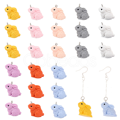 24Pcs 8 Colors Opaque Resin Pendants RESI-CA0001-55-1