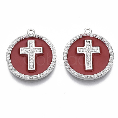 Brass Micro Pave Cubic Zirconia Pendants KK-R130-035-02P-NF-1
