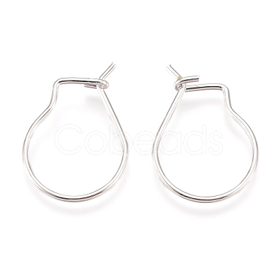 304 Stainless Steel Hoop Earrings Findings STAS-H436-02S-1