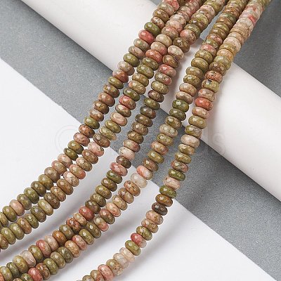Natural Unakite Beads Strands G-H292-A16-02-1