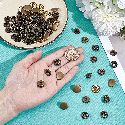 1Bag Brass Snap Buttons KK-GF0001-25AB-1