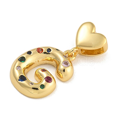 Brass Micro Pave Colorful Cubic Zirconia Pendants KK-P281-01G-G-1