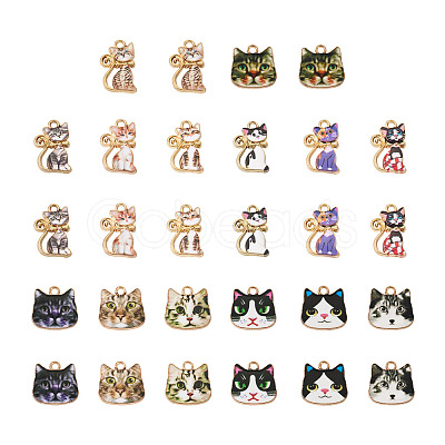 28Pcs 14 Style Printed Alloy Pendants FIND-BG0001-04-1