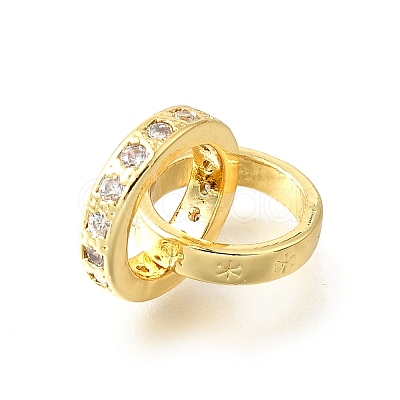 Brass Micro Pave Clear Cubic Zirconia Beads KK-V008-14A-G-1