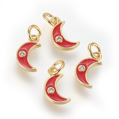 Brass Micro Pave Cubic Zirconia Charms ZIRC-G150-08G-01-1