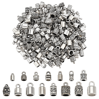 90Pcs 15 Styles Alloy Cord Ends FIND-PH0026-30-1