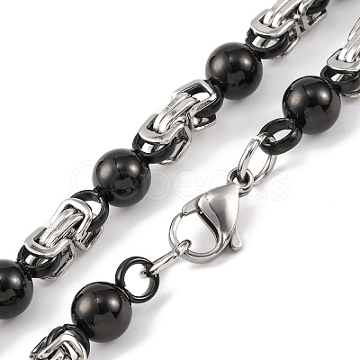 201 Stainless Steel Round Ball Links Chain Necklace NJEW-F222-38EBP-06-1