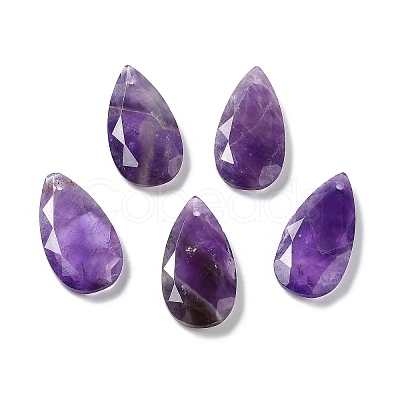 Natural Amethyst Faceted Pendants X-G-D082-01E-1