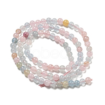 Round Natural Morganite Beads Strands G-F222-35-4mm-1