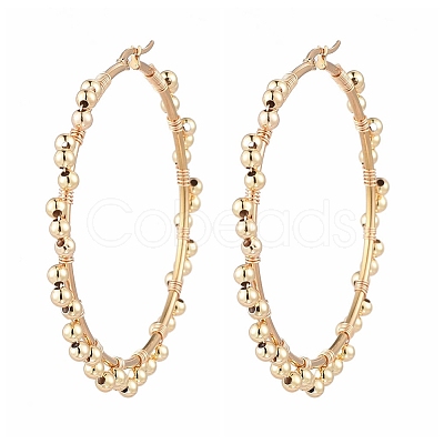 304 Stainless Steel Big Beaded Hoop Earrings EJEW-JE04162-1