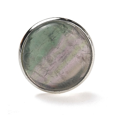 Natural Fluorite Round Adjustable Rings RJEW-K371-09S-22-1