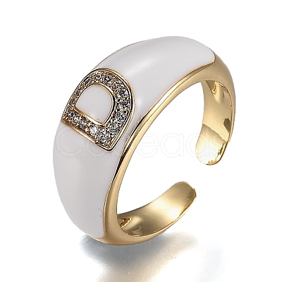 Brass Micro Pave Clear Cubic Zirconia Cuff Rings RJEW-H538-03G-D-1