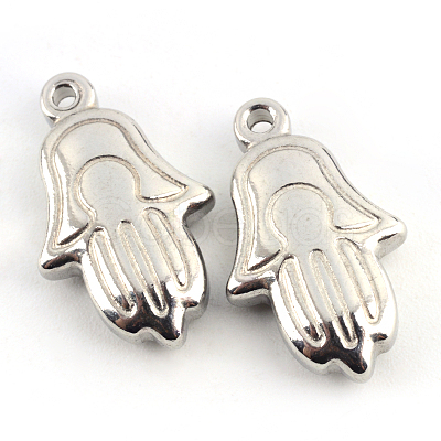 Tarnish Resistant Hamsa Hand/Hand of Fatima/Hand of Miriam 201 Stainless Steel Pendants STAS-Q192-62-1