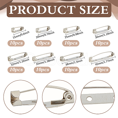 80Pcs 8 Styles Iron Pin Backs DIY-PH0030-67-1