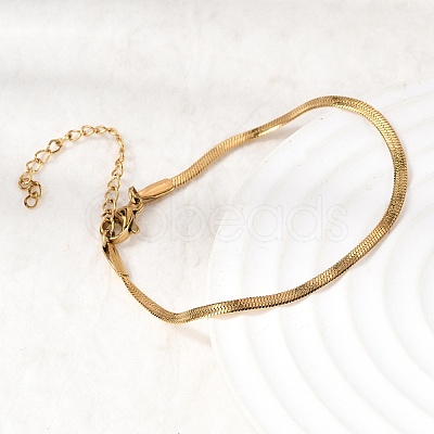 304 Stainless Steel Snake Chain Bracelets for Women BJEW-P389-01G-1