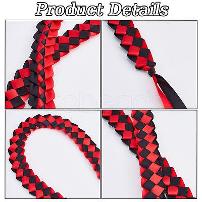 Two Tone Graduation Ribbon Leis FIND-WH0423-78E-1