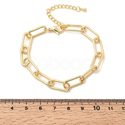 Brass Paperclip Chain Bracelets for Women LS-BJEW-H639-09G-1