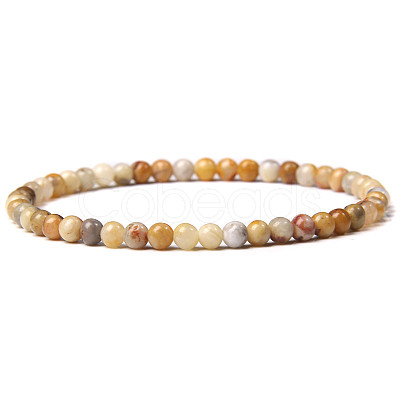 4mm Round Natural Crazy Agate Beads Bracelet for Men KG3069-14-1