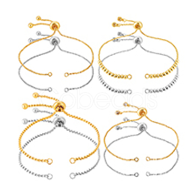 8Pcs 8 Styles Brass & Stainless Steel Slider Bracelets Making MAK-PH0001-07-1