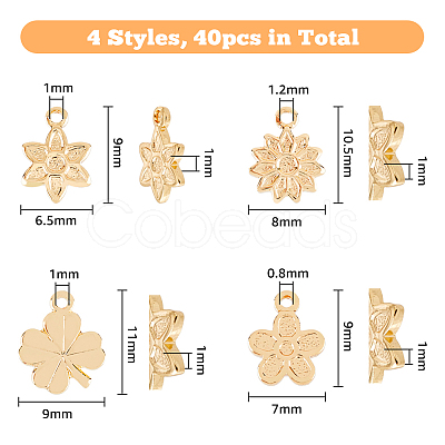 SUPERFINDINGS 40Pcs 4 Style Rack Plating Brass Charms KK-FH0005-57-1