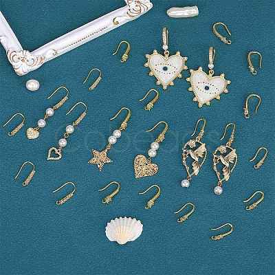 10 Pairs Brass Micro Pave Clear Cubic Zirconia Earring Hooks ZIRC-SZ0005-20-1