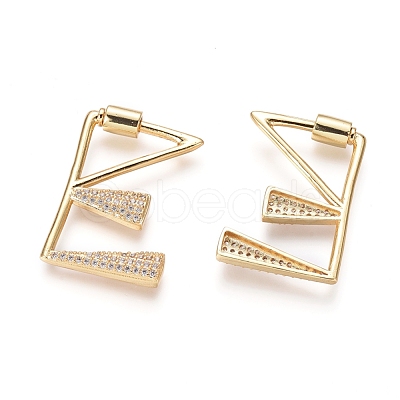 Brass Micro Pave Cubic Zirconia Screw Carabiner Lock Charms KK-I033-01G-E-1