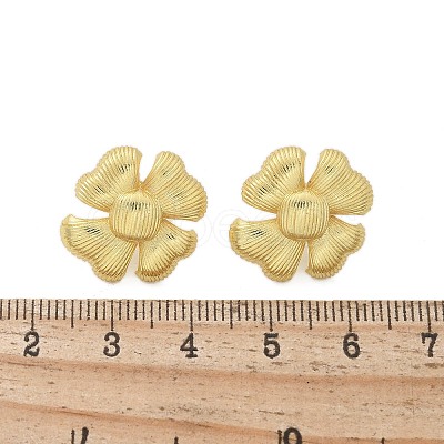 Brass Flower Stud Earrings EJEW-R016-17G-1