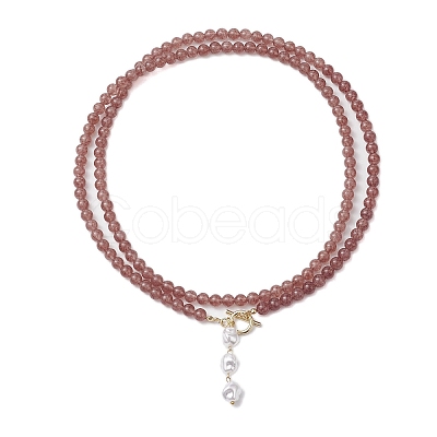 Natural Strawberry Quartz Beaded Necklaces NJEW-JN04878-1