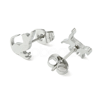 Non-Tarnish Cute Little Animal Theme 304 Stainless Steel Stud Earrings EJEW-B041-02D-P-1