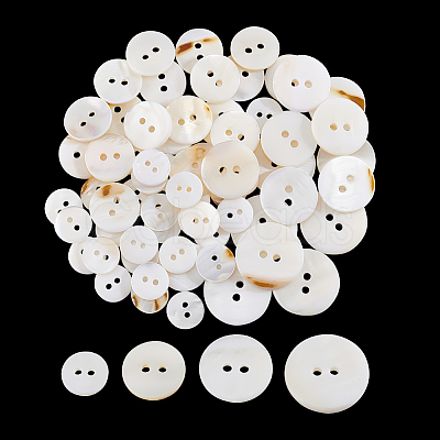 Nbeads 64Pcs 4 Style Natural Freshwater Shell Buttons BUTT-NB0001-69-1