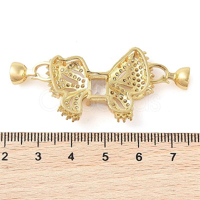 Rack Plating Brass Micro Pave Clear Cubic Zirconia Fold Over Clasps KK-S384-11G-1