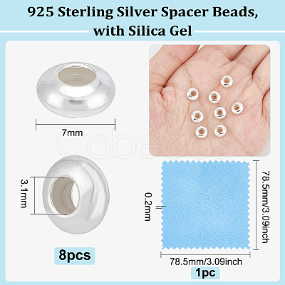 8Pcs 925 Sterling Silver Spacer Beads STER-BC0001-78-1