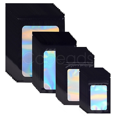 120Pcs 4 Style Rectangle Zip Top Plastic Glitter Holographic Bags OPP-SZ0001-02-1