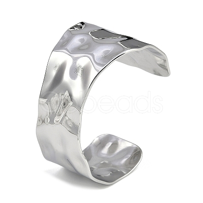 304 Stainless Steel Textured Cuff Bangles for Women BJEW-Z077-02P-1