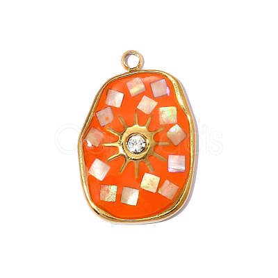 304 Stainless Steel Enamel Pendants STAS-OY013-32G-1