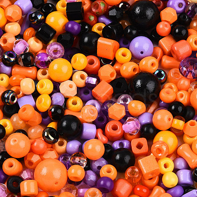 Halloween Theme Glass Seed Beads X-SEED-N007-13J-1
