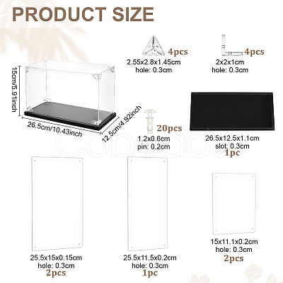 Acrylic Minifigures Display Cases with Black Base ODIS-WH0079-068B-1