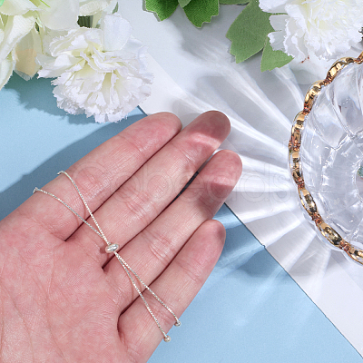 2Pcs 925 Sterling Silver Box Chain Slider Bracelet Making MAK-BBC0001-23-1